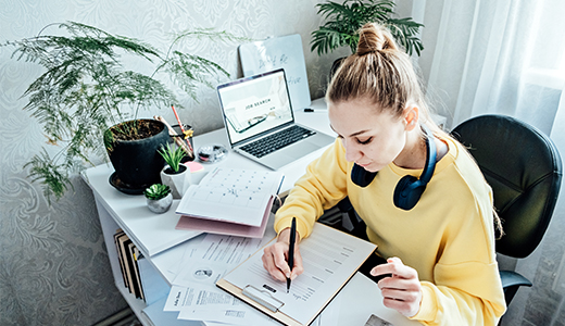 Lady working on CV